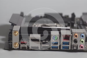 Computer component backpanel USB Audio,Ethernet Connector USB 3,0, HDMI on Motherboard