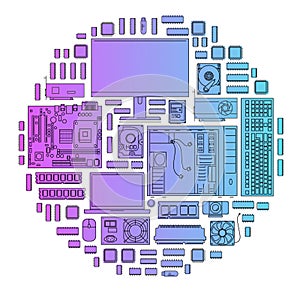 Computer components in the gradient