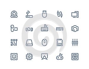 Computer components icons. Line series photo