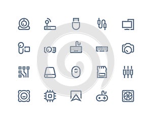 Computer components icons. Line series