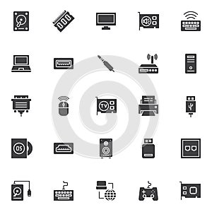 Computer components vector icons set