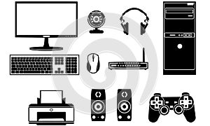 Computer components vector set