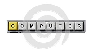 computer.Computer keyboard keys spelling.Flat lay view from above on computer keyboard keys buttons