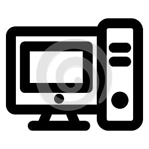 Computer, computer systemBold Outline vector icon which can be easily modified do edit