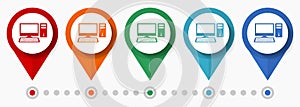Computer concept vector icon set, flat design internet pointers, infographic template easy to edit