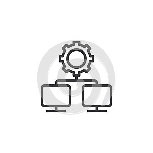 Computer connection configuration line icon
