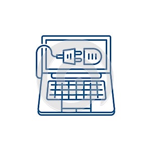 Computer connection line icon concept. Computer connection flat  vector symbol, sign, outline illustration.