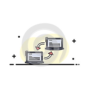 Computer, connection, link, network, sync Flat Color Icon Vector