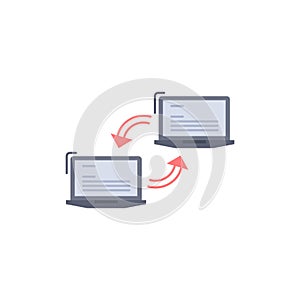Computer, connection, link, network, sync Flat Color Icon Vector