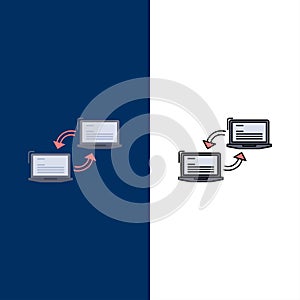 Computer, connection, link, network, sync Flat Color Icon Vector