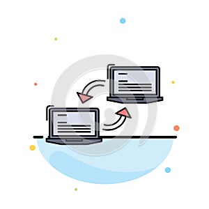 Computer, connection, link, network, sync Flat Color Icon Vector