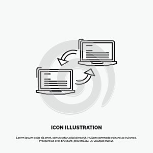 Computer, connection, link, network, sync Icon. Line vector gray symbol for UI and UX, website or mobile application