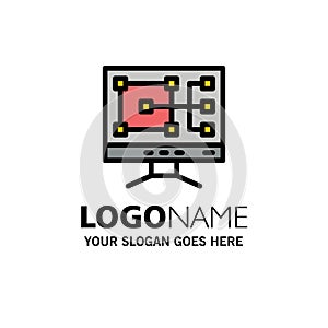 Computer, Construction, Repair Business Logo Template. Flat Color