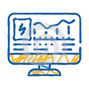 computer control of electricity consumption icon doodle illustration