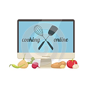 Computer Cooking Vegetables Composition