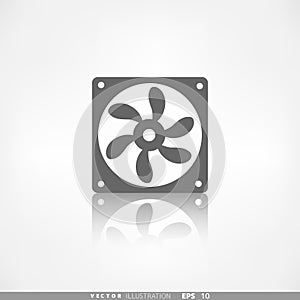 Computer cooling fan icon vector illustration.