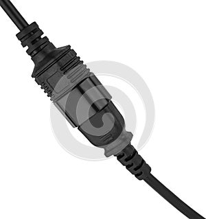 computer cord C13-C14, on a white background in an insulator