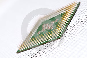 Computer CPU chip on binary code