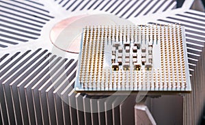 Computer CPU component close up