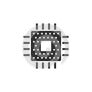 Computer cpu icon in flat style. Circuit board vector illustration on white isolated background. Motherboard chip business concept