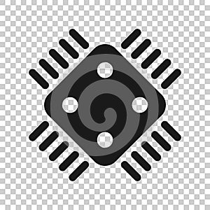 Computer cpu icon in flat style. Circuit board vector illustration on white isolated background. Motherboard chip business concept