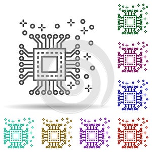 Computer cpu multi color icon. Simple thin line, outline vector of computer icons for ui and ux, website or mobile application