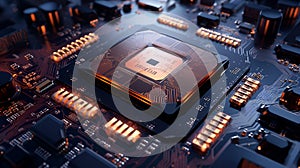 Computer CPU, processor chip, computer brain, electronics