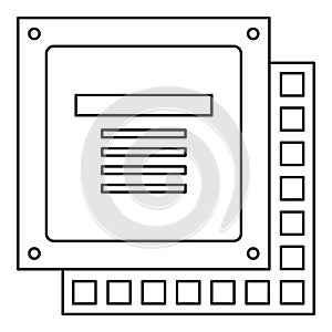Computer CPU processor chip icon outline