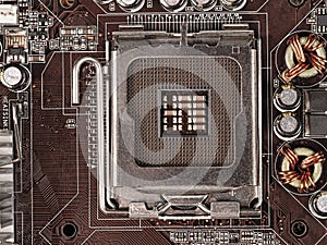 Computer CPU socket. electronics.