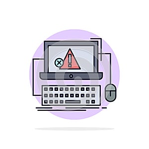 Computer, crash, error, failure, system Flat Color Icon Vector