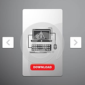Computer, crash, error, failure, system Glyph Icon in Carousal Pagination Slider Design & Red Download Button