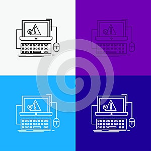 Computer, crash, error, failure, system Icon Over Various Background. Line style design, designed for web and app. Eps 10 vector