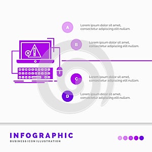 Computer, crash, error, failure, system Infographics Template for Website and Presentation. GLyph Purple icon infographic style
