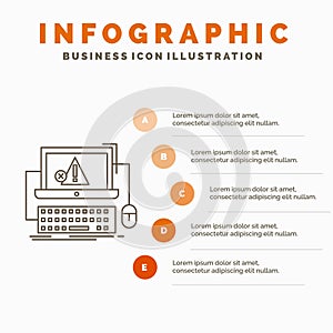 Computer, crash, error, failure, system Infographics Template for Website and Presentation. Line Gray icon with Orange infographic