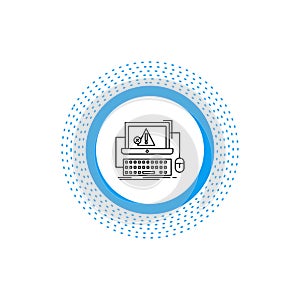 Computer, crash, error, failure, system Line Icon. Vector isolated illustration