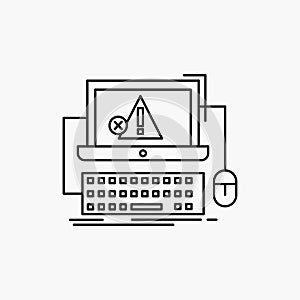 Computer, crash, error, failure, system Line Icon. Vector isolated illustration