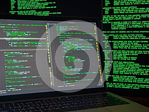 Computer crime concept, hacker breaching system