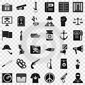 Computer crime icons set, simple style