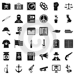 Computer crime icons set, simple style
