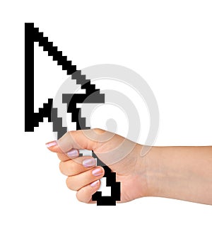 Computer cursor in hand