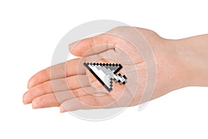 Computer cursor in hand