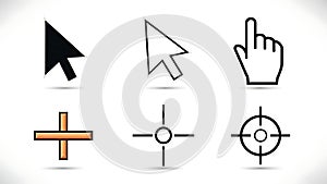 Computer Cursor and Target Pointer Icons Set