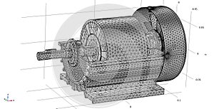 Computer 3d modeling of the motor using a computer aided design system.