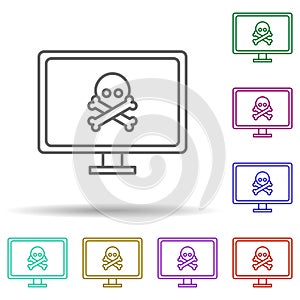 Computer in danger multi color icon. Simple thin line, outline vector of security icons for ui and ux, website or mobile