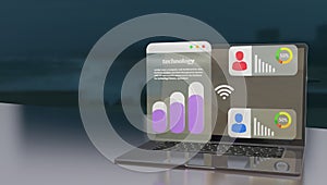 computer and dashboard for data business analysis and Data Management System with KPI