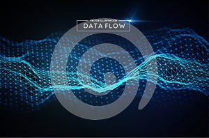 Computer data flow background. Vector EPS 10. Big data network technology wave.