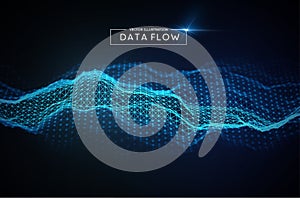 Computer data flow background. Vector EPS 10. Big data network technology wave.