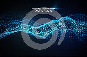 Computer data flow background. Vector EPS 10. Big data network technology wave.