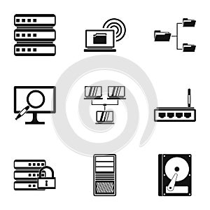 Computer data icons set, simple style