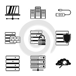 Computer data icons set, simple style